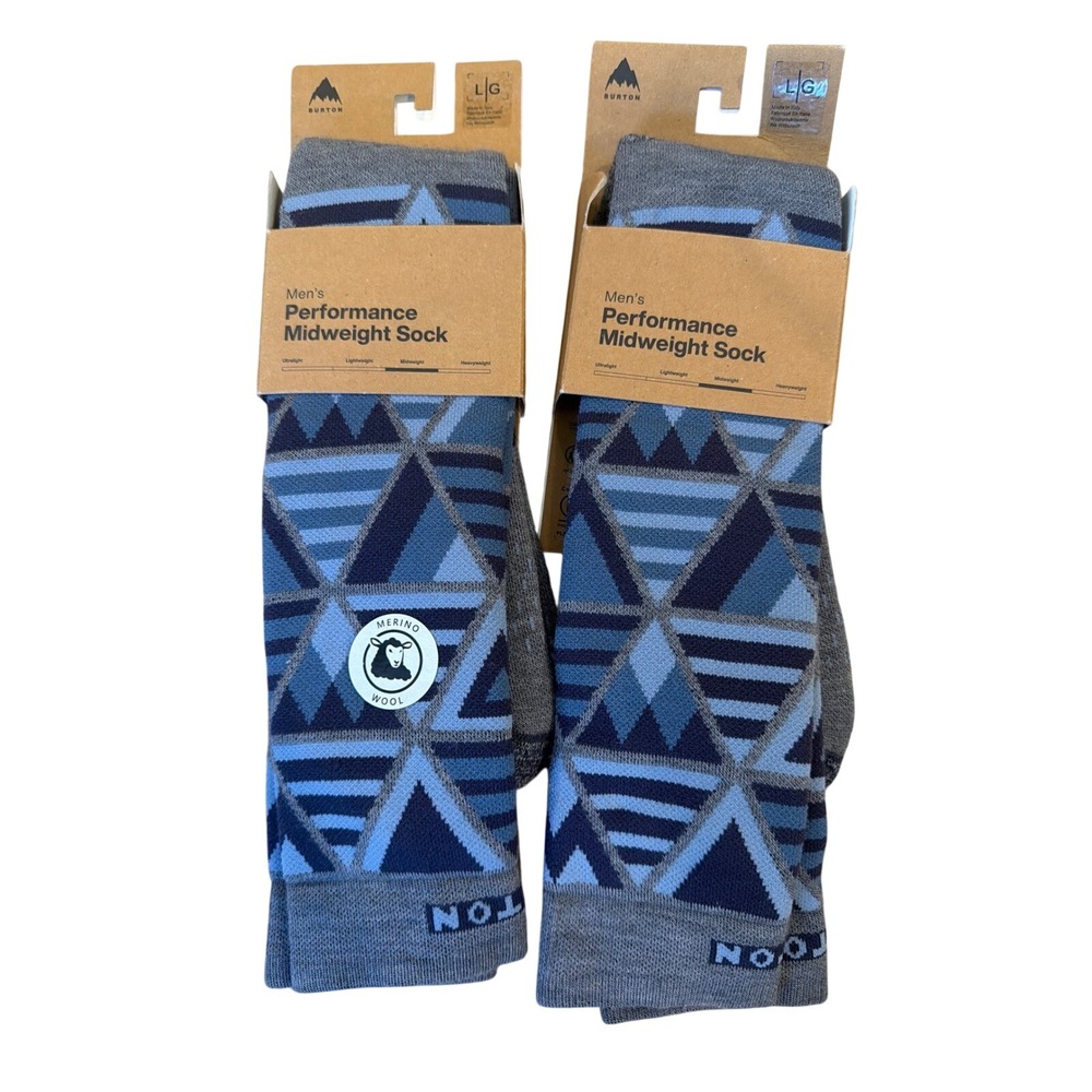 Burton Mens Performance Midweight Merino Wool Socks 4 Pack Dark Slate Heather L